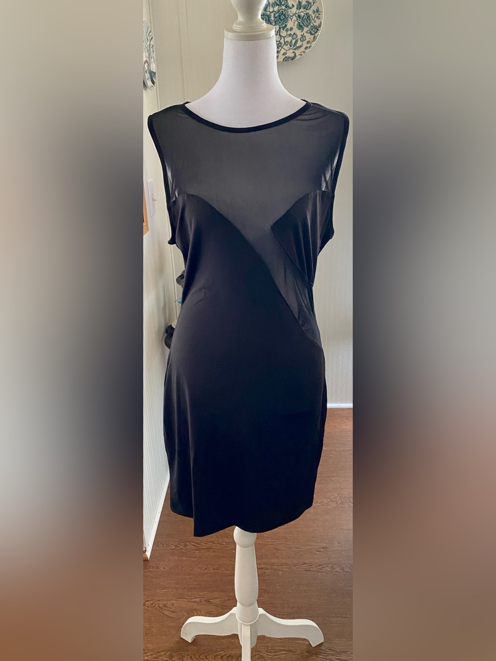 BLVD Black Sheer Yoke Asymmetrical Dress